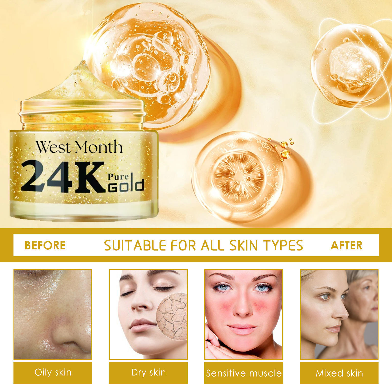 Facial cream with collagen and 24-karat pure gold - 3